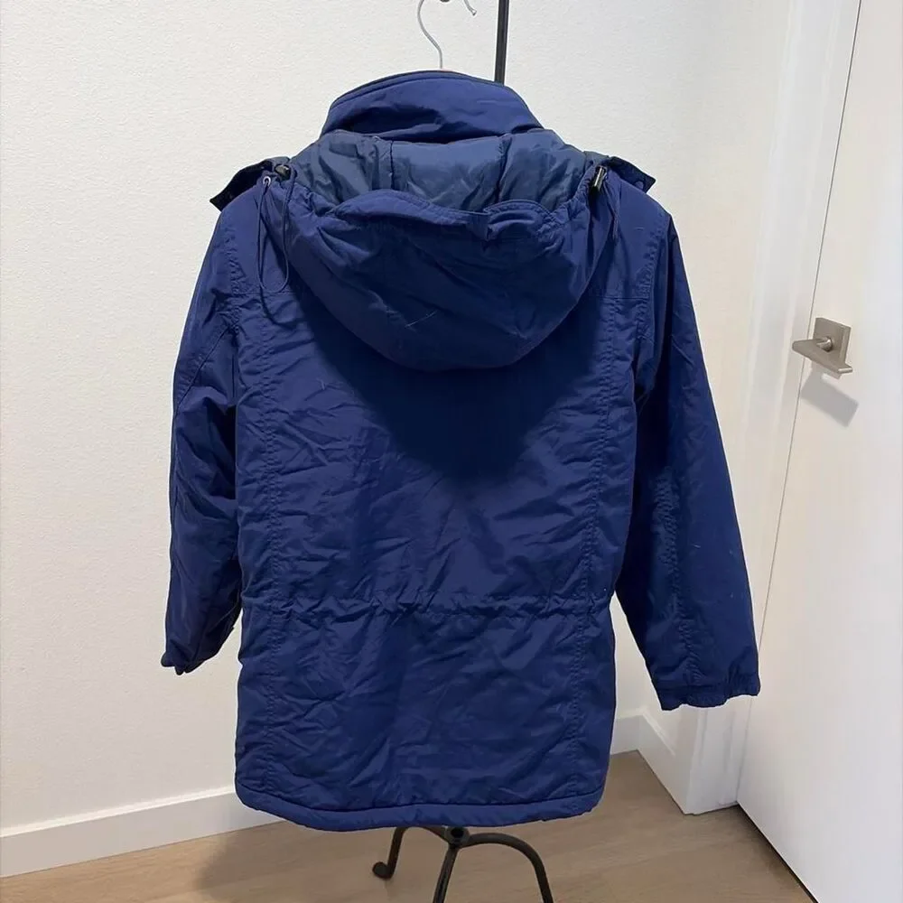 LL Bean Women's Blue Insulated Hooded Winter Parka Jacket Size Small